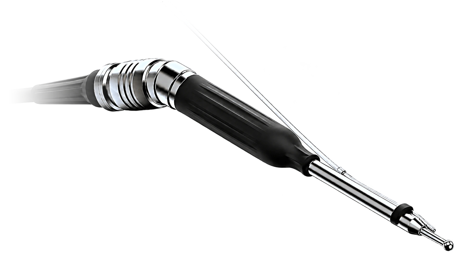 Burrow surgical handpiece, precision-machined in polished metal